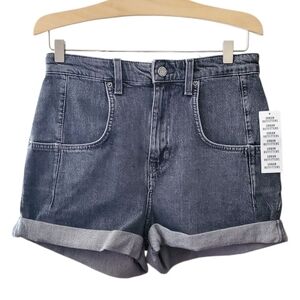 BDG High Rise Stretch Roll Hem Jean Shorts Grey Waist 28 Urban Outfitters COTTON